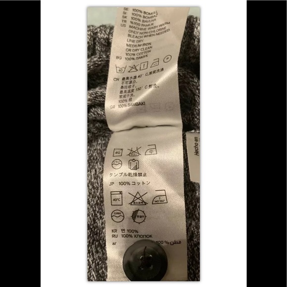 H&M Divided Charcoal 5 Button V-Neck Cardigan Elbow Patches Women’s Size 4 - Picture 11 of 11